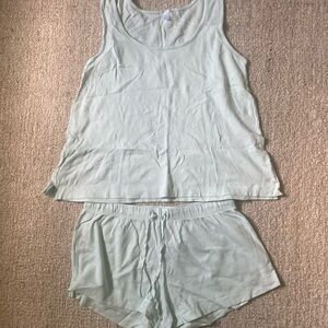 Lake Pajama’s pointelle short set in honeydew